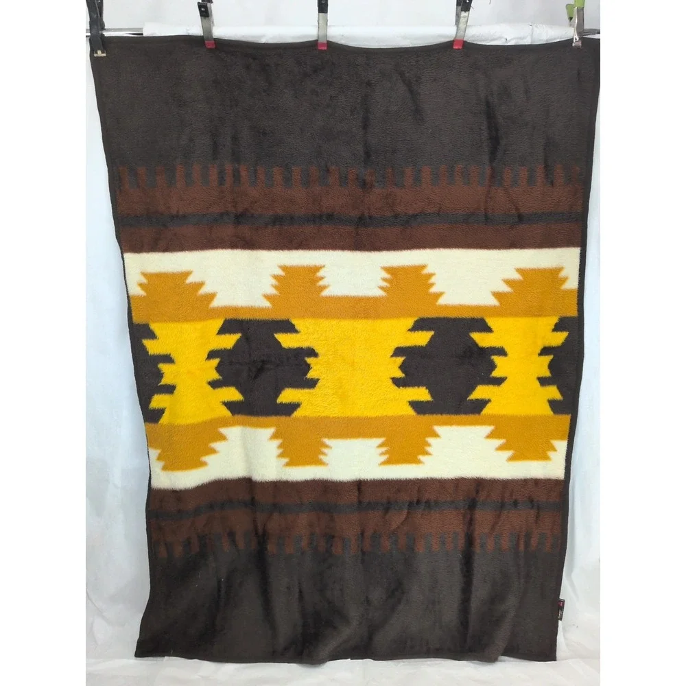 Vintage Beiderlack Blanket Aztec Colorful Reversible Southwest 54x70 Desert